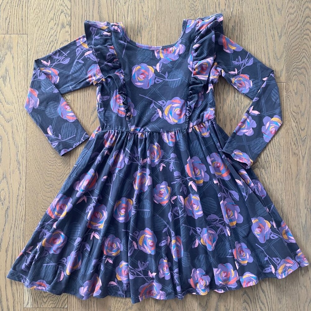 Tea Collection Girls' Long Sleeve Ruffle Shoulder Ballet Dress